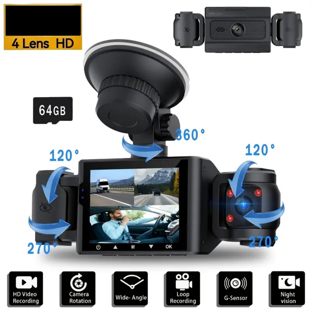 Naviga™ | 360° Rotating Dash Cam – Dual Lens, Rearview Camera & Free 64GB Storage