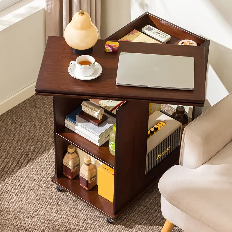 Rolluxe™ | Foldable Coffee Table, Hardwood-Style Bamboo, Portable Design, Locking Wheels