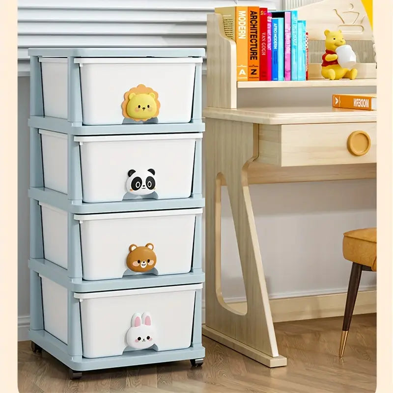 Zeyvia™ | Modern Rolling Cabinet – White Plastic, 3-Tier Structure, Versatile Home Organizer