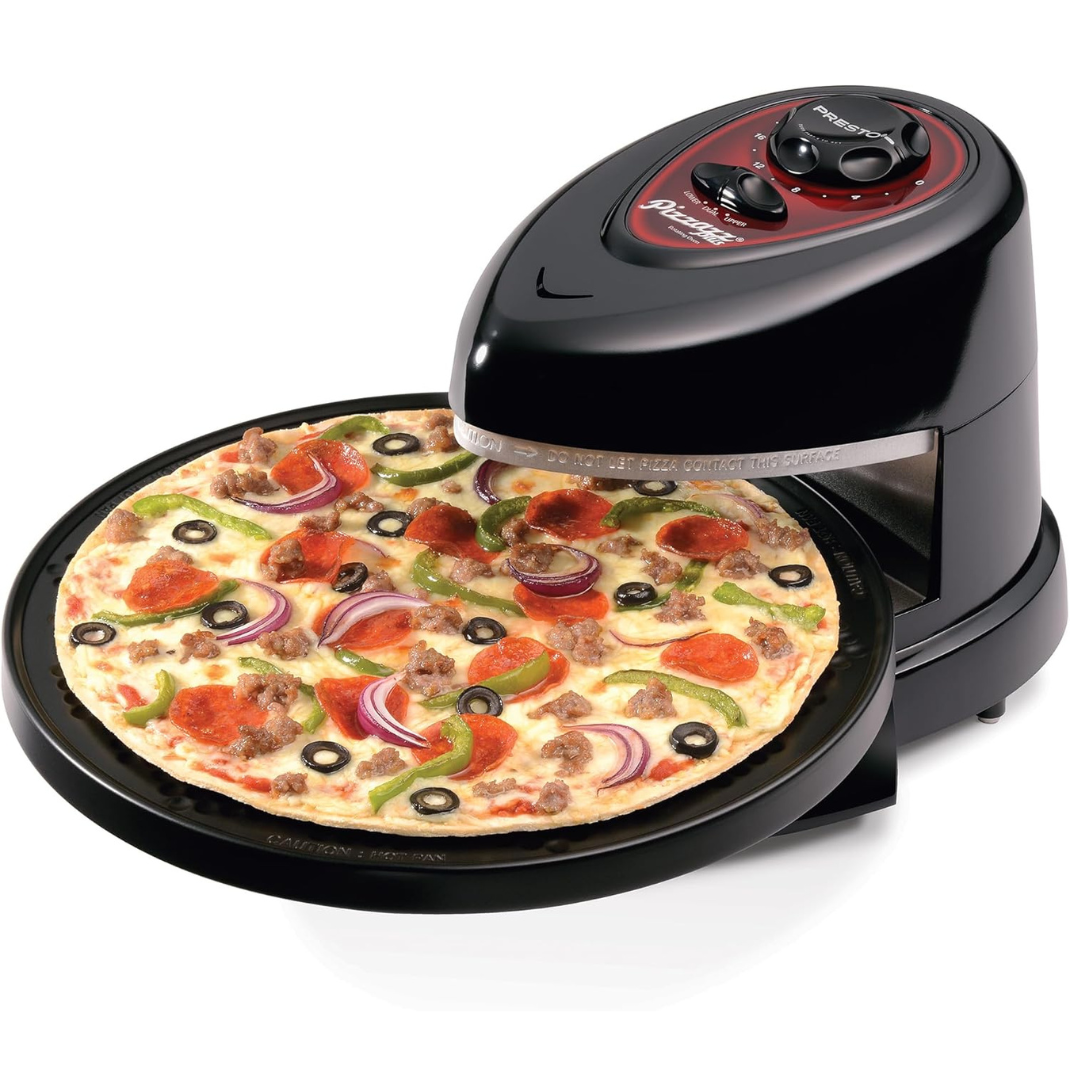 Crispora™ | Rotating Pizza Maker – Top & Bottom Heating, Nonstick, Compact