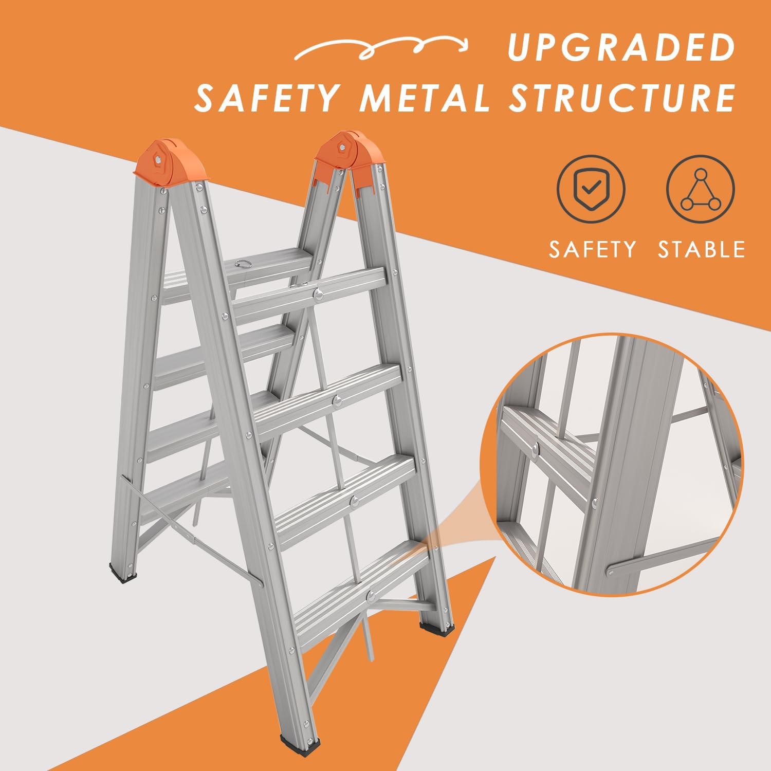 Lifton™ | Space-Saving Twin Front Step Ladder – Anti-Slip & Heavy-Duty