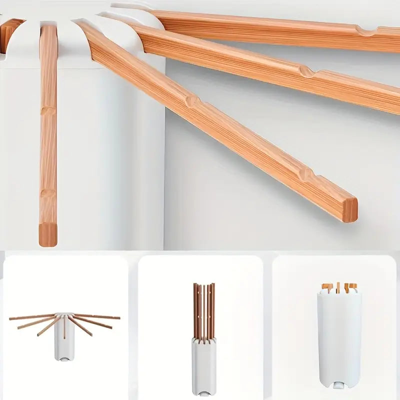 EcoDry™ | Wooden Clothes Rack, Wall-Mounted Structure, Foldable, Compact & Easy Install