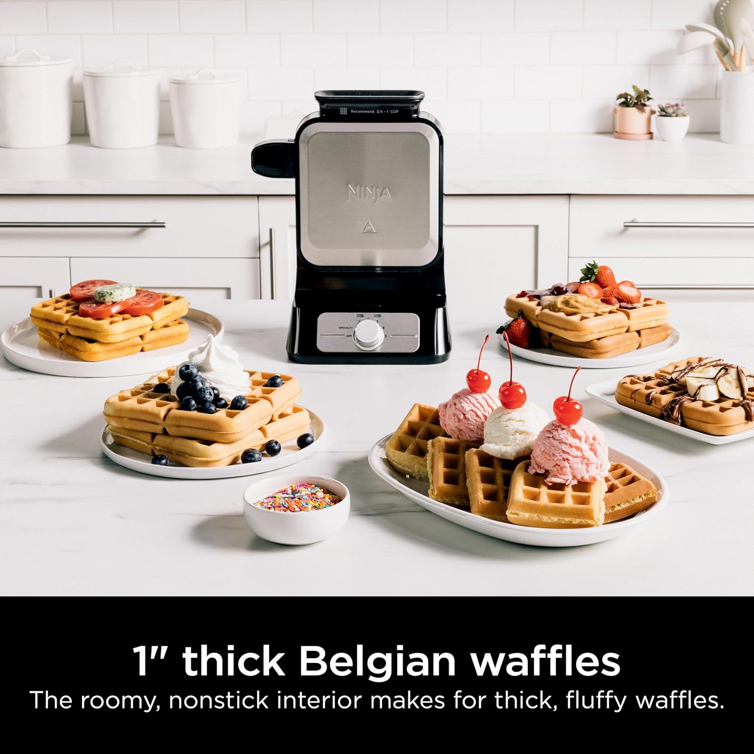 Wafflin™ | Belgian Waffle Maker – Vertical Design, Nonstick, Easy Cleanup