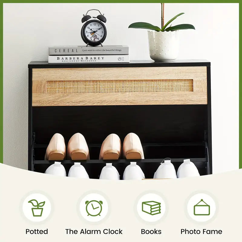 Racklin™ | Natural Rattan Shoe Organizer – Tidy with Elegance